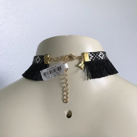Panacea Black Fringed Choker Necklace - Picture 3 of 3
